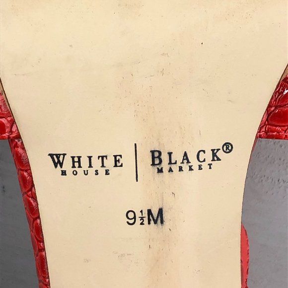 WHITE HOUSE BLACK MARKET Women's 9.5M Red Hawaii Croc Embossed Patent Heels - Picture 11 of 14